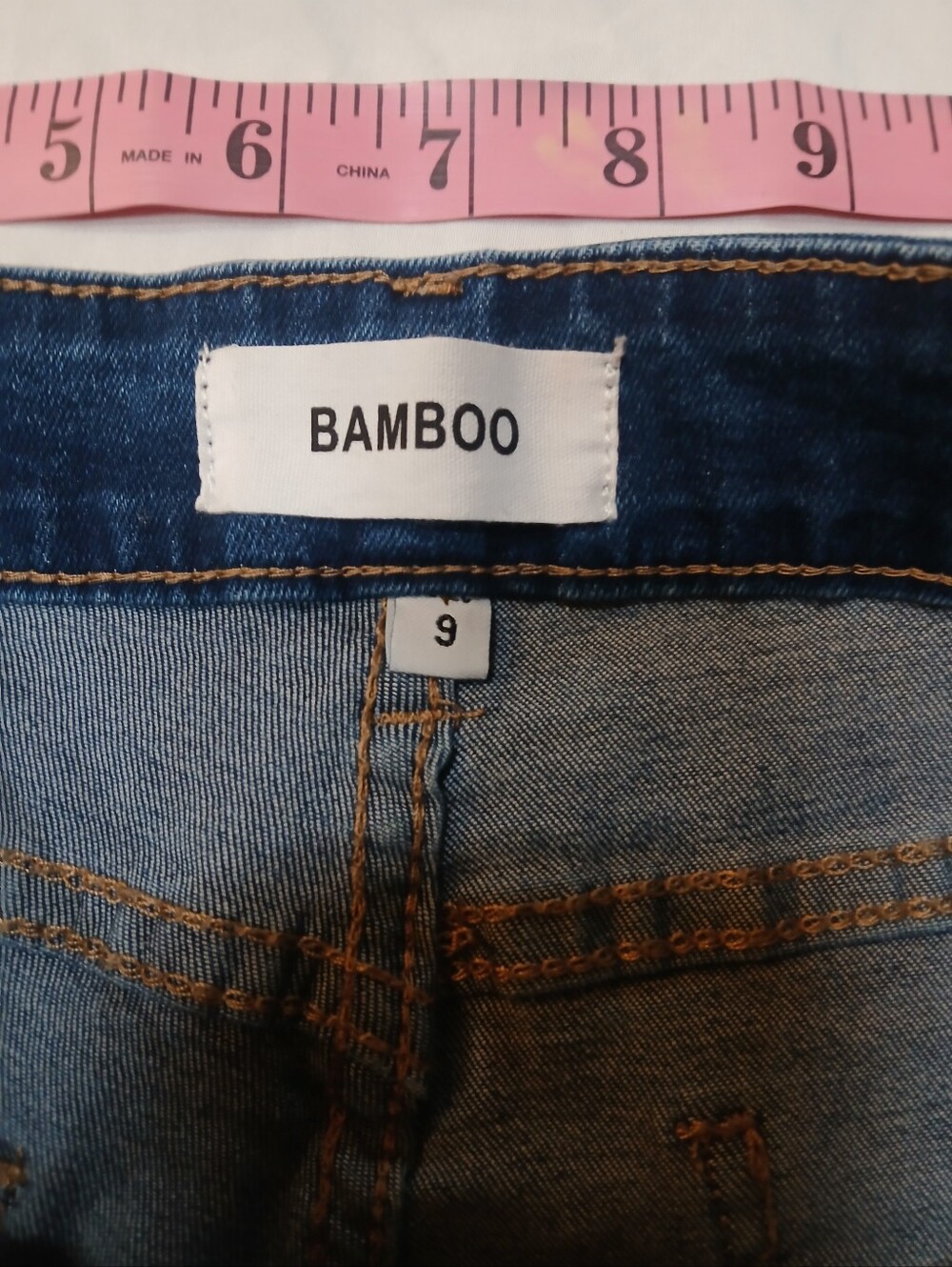 BAMBOO Dark Blue Embroidered Flare Jeans - Picture 7 of 11